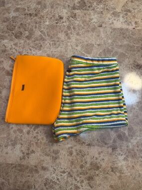 triangl swimwear Striped Athletic Shorts in Green, Blue, Yellow, White
